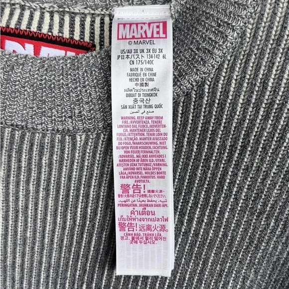 Disney Parks Store Marvel Sweater Shirt Sz 3XL Gray Red Stripe 1939 Big Tag HTF - Picture 7 of 15